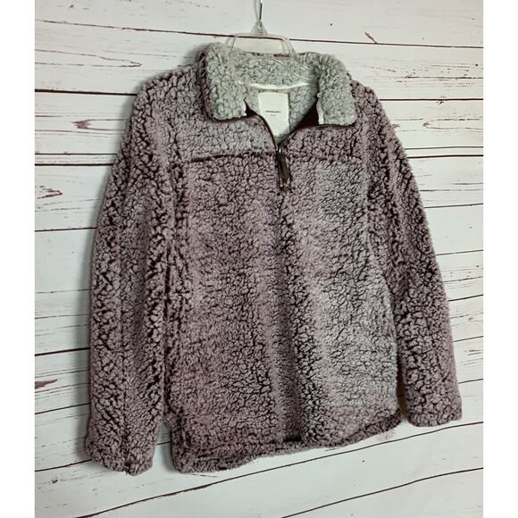 Thread & Supply Nordstrom Women's L Large Wine Sherpa Quarter Zip Fuzzy Pullover - Picture 7 of 12